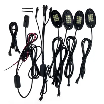 

4Pcs Car Chassis Lamp LED Deck Decorative Light Waterproof Dustproof Shockproof Batholith Lamp For JEEP Off-road Vehicles