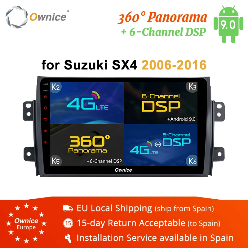 Ownice K1 K2 K3 K5 K6 Android 9,0 360 Panorama DSP 4G LTE 2Din автомобильный DVD для SUZUKI SX4 2006- аудио DVD навигация gps стерео
