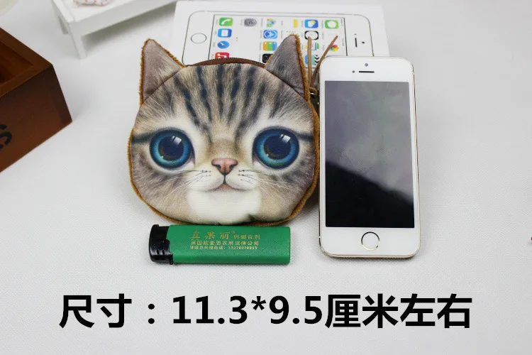 Модель котенка кошелек кошка 3D напечатанная ткань сумка для наушников милый мультфильм монета с животными багажная сумка