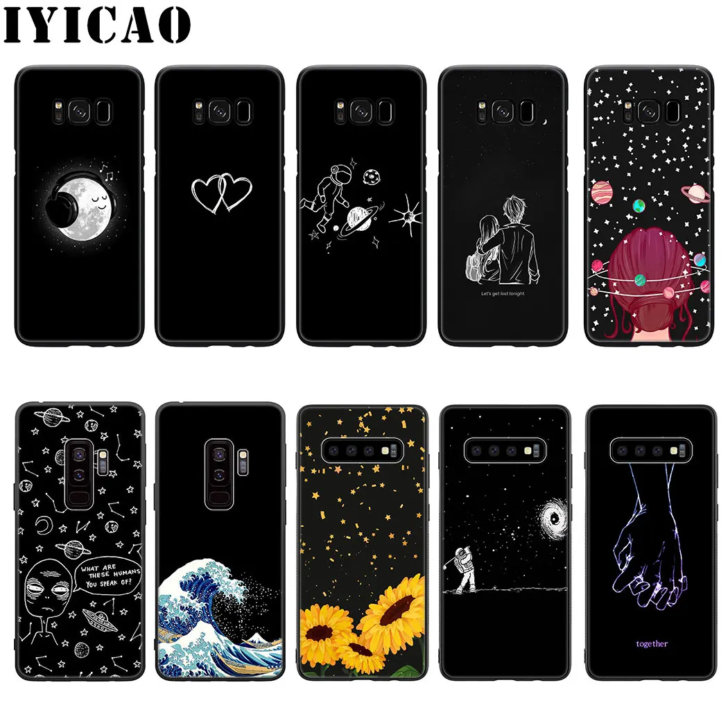 Черный белый Силиконовый мягкий чехол с мультяшным рисунком для Samsung Galaxy S20 S10 S9 S8