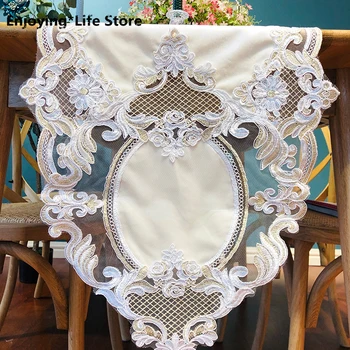 

New Lace Table Runner Embroidered Floral Table Runners Modern Boho Wedding Decor Home Hotel Birthday Party Table Decor