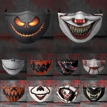 Aldult/Child Cosplay Terror Mouth 3D Printed Cotton Washable Face Mask Activated Carbon Filter Insert PM2.5 Dustproof Mouth Mask