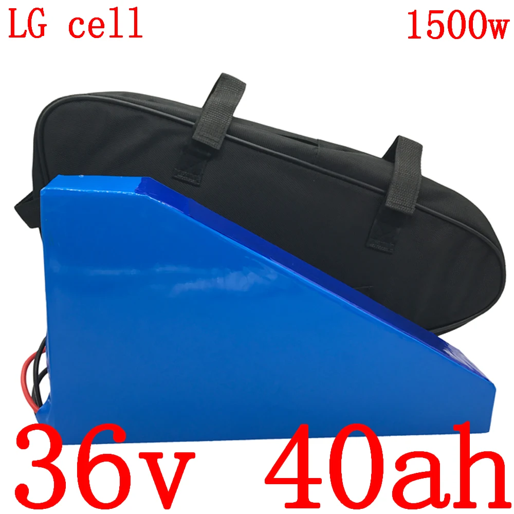 Best 36V 40AH 1000W 1500W lithium battery pack 36V lithium ion battery use LG cell 36V 40Ah electric bike battery with 5A charger 0