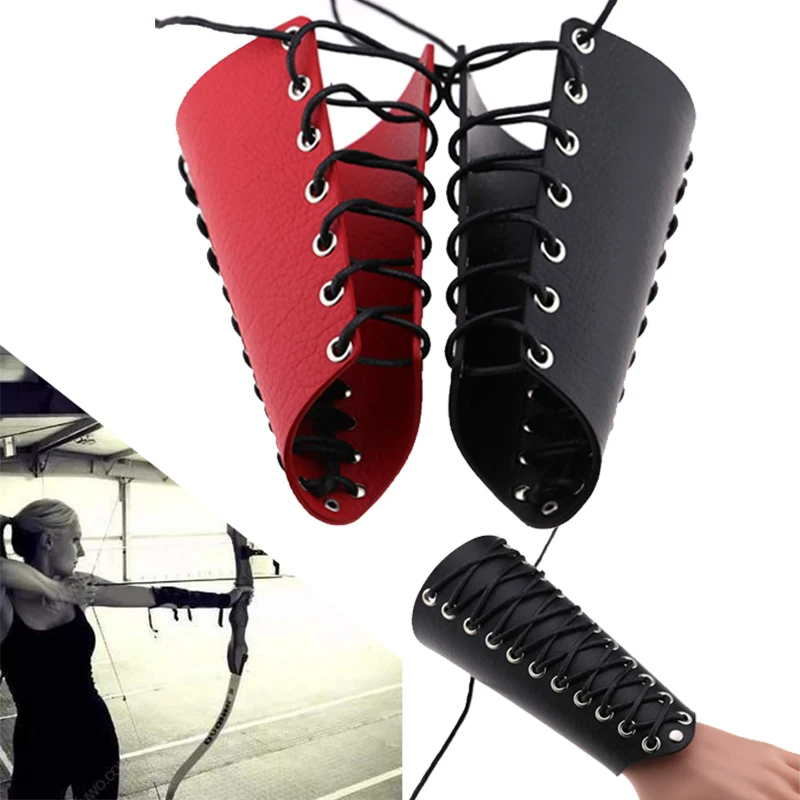 

Strings Wristband Bracer Traditional Durable Leather Wax Rope 18cm Cuff Hand Protection Archery Arm Guard Outdoor Accessories