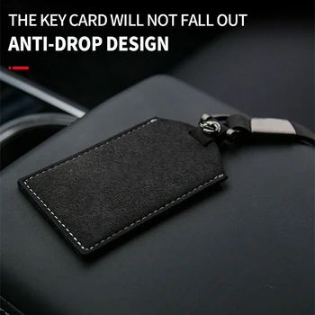 

Cover Car Key Case Black Protection Keychain Ring Leather For Tesla Model 3
