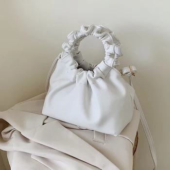 

Burminsa Unique Design Pleated Round Handle Bags Girls Mini Phone Dinner Purses High Quality Women Soft Shoulder Crossbody Bags