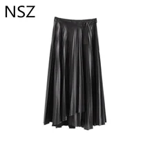 NSZ женская черная плиссированная юбка из искусственной кожи с