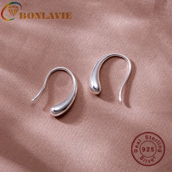 

BONLAVIE Geometric hook design water drop S925 Sterling Silver Earrings female temperament Earrings