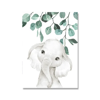Cute Safari Baby Animals - Greige and Green Prints 6