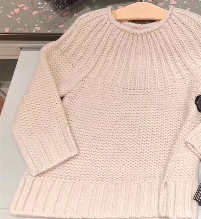 beige BP style/ г., осенний комплект одежды, однотонный Бежевый свитер Топ+ плиссированная юбка в клетку для маленьких девочек, брендовый шерстяной свитер с вишенками - Цвет: beige
