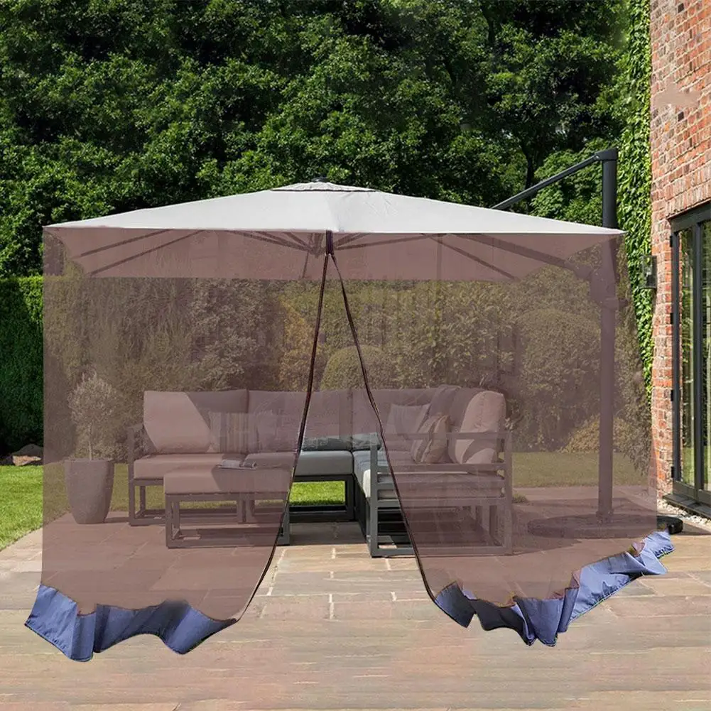 Outdoor Circular Patio Umbrella Mosquito Netting Mesh Screen With