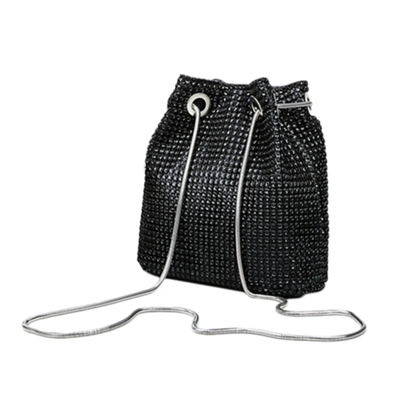 

Rhinestone Inlaid Flash Bucket Clutch Bag For Evening Party Fashion Banquet Fashion Shoulder Storage Totes Bags For Women Lady B