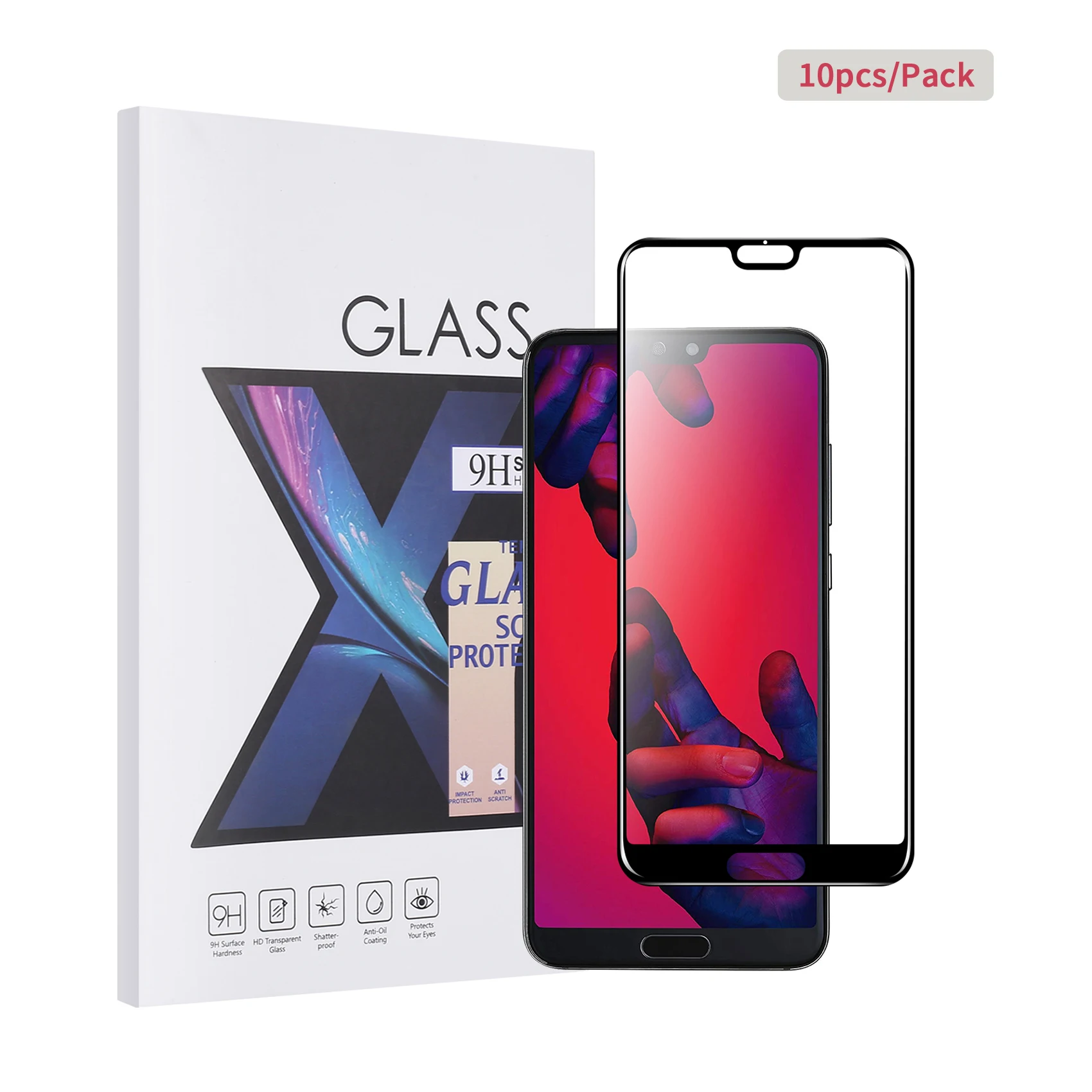 

10pcs Latest Screen Protector for Huawei P20 pro tempered glass film 9H high hardness [Lastest curved edge]