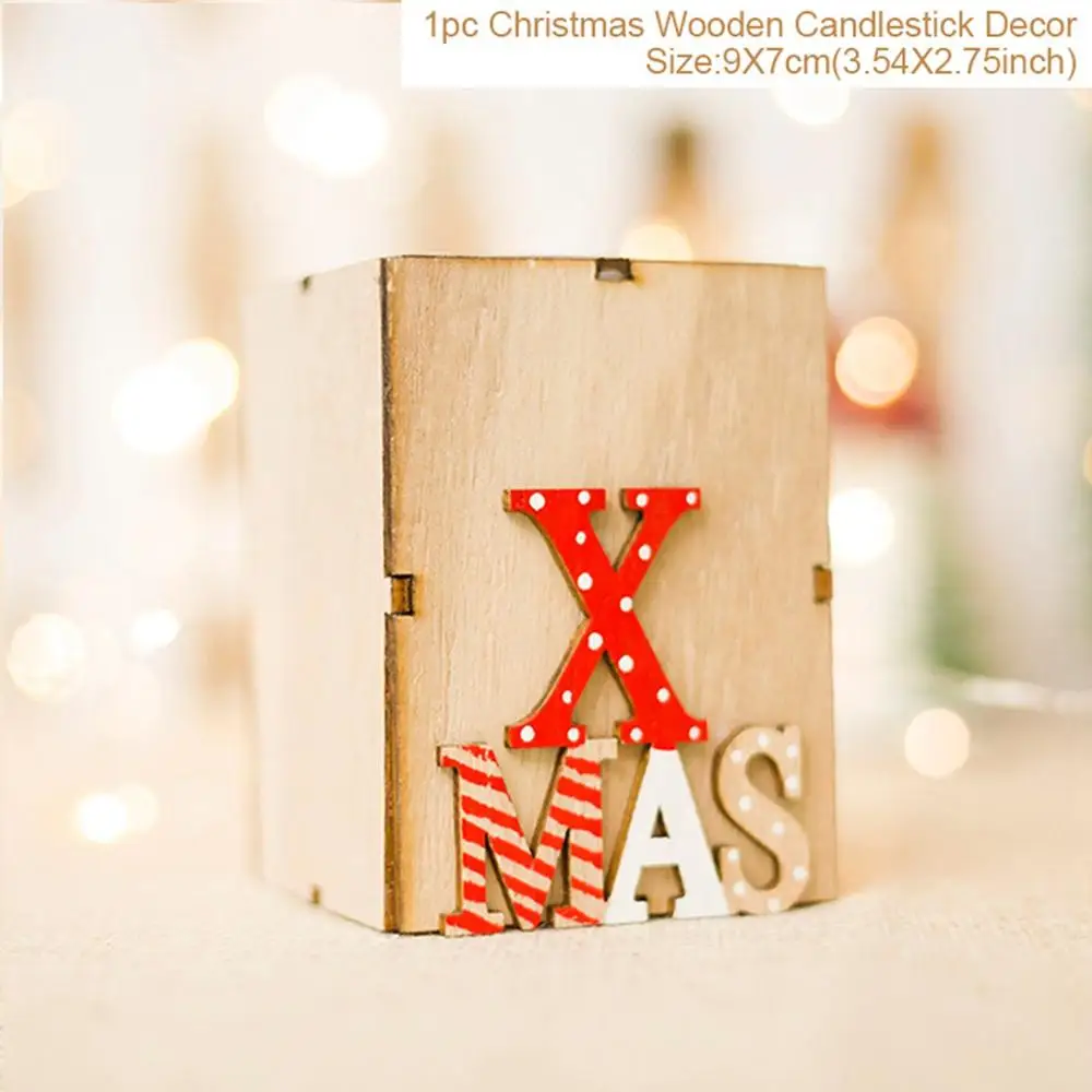 QIFU, светильник Санта-Клауса, снеговика, Рождественский Декор для дома,, рождественские украшения, дерево, Navidad Noel, рождественский подарок, год - Цвет: Candlestick 3