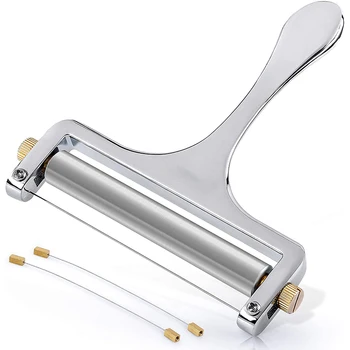 

Heavy Duty Stainless Steel Cheese Slicers Premium Adjustable Thickness Cheese Slicer 2 Extra Wires Included