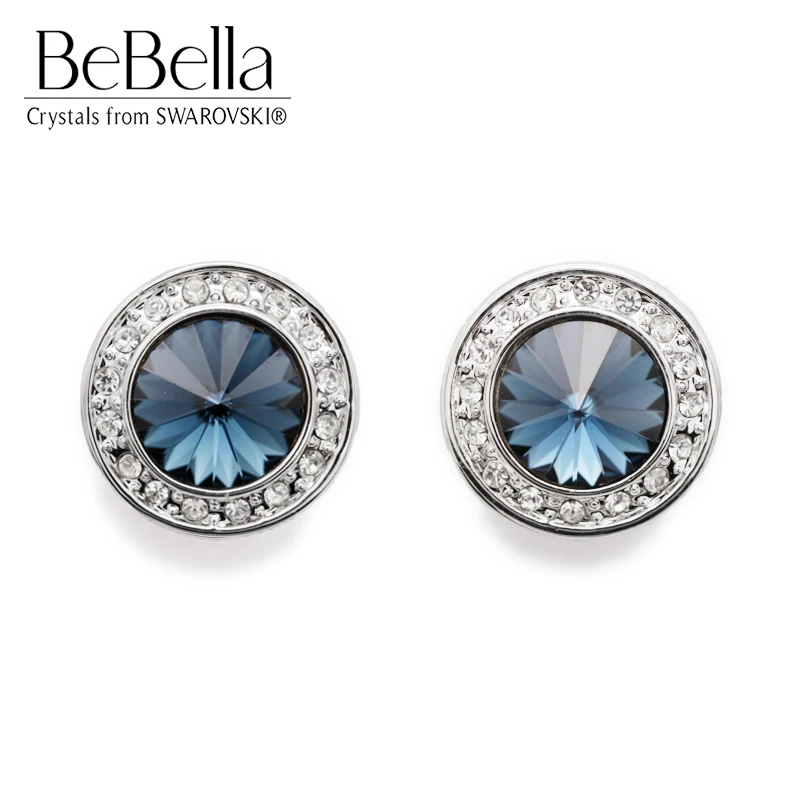 BeBella 1 4 см круглые Кристальные серьги гвоздики с кристаллами от Swarovski модные