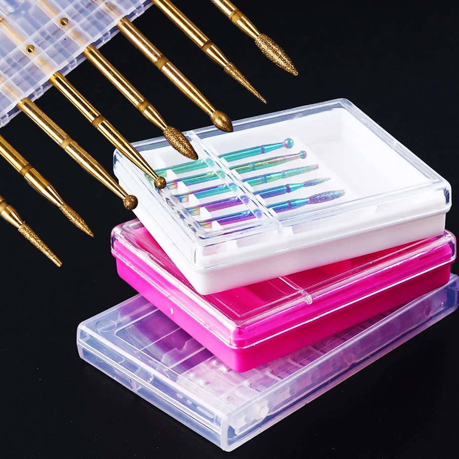 

6/10 Holes Empty Acrylic Storage Box Nail Drill Bits Three Colors Containers Manicure Machine Milling Cutters Nail Art LE2000