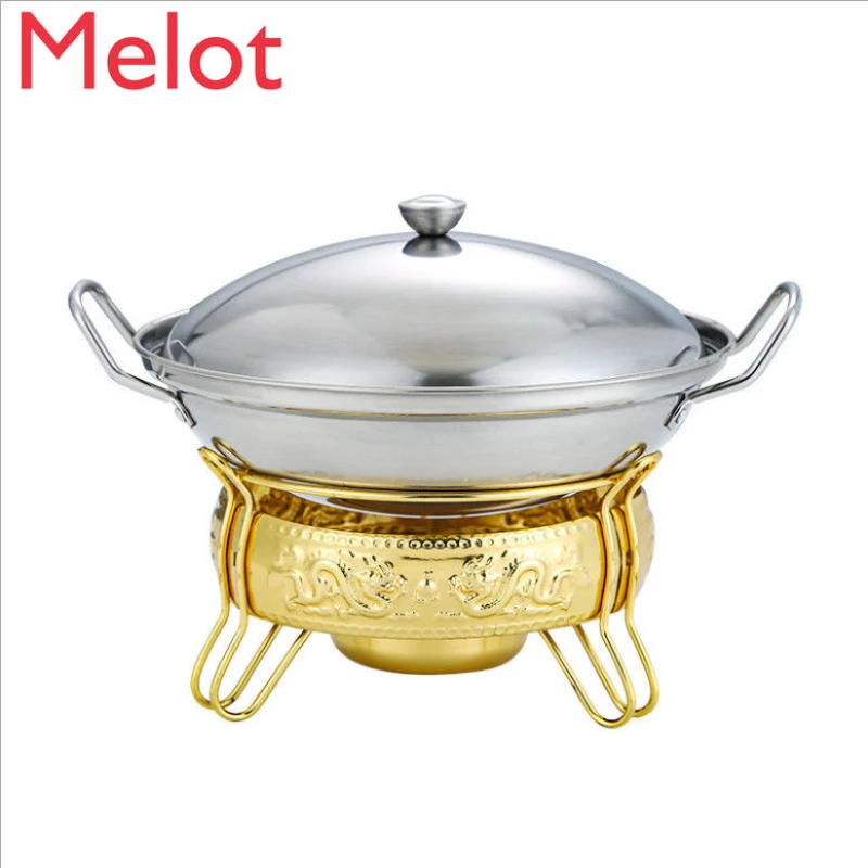 Thickened Stainless Steel Alcohol Stove Small Hot Pot Home Use and Commercial Use Hotel Stewed Pot Dry Solid Alcohol Stove