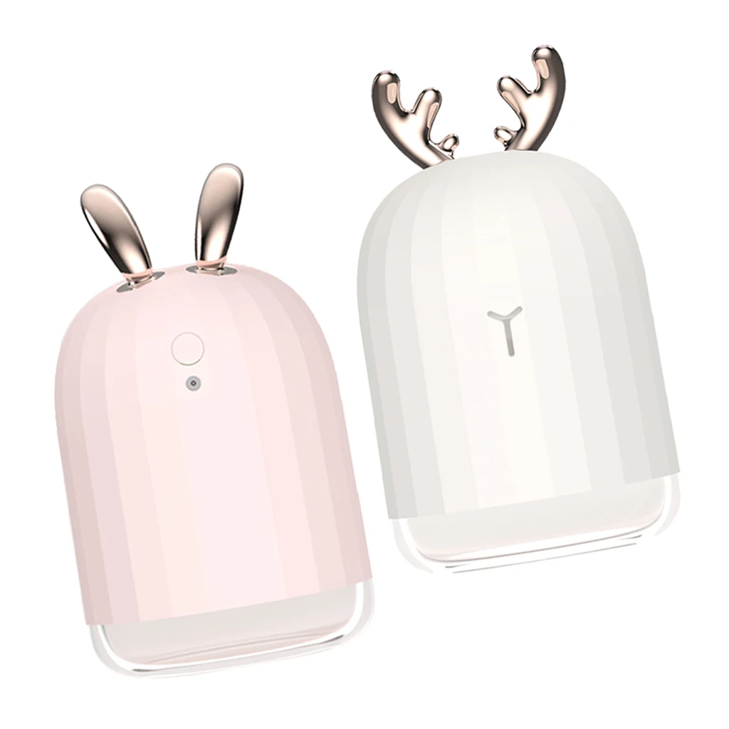 2Pcs Pink&White Ultrasonic USB Air Humidifier Travel Car Aroma Diffuser Cool Mist Maker with LED Nightlight 220ml