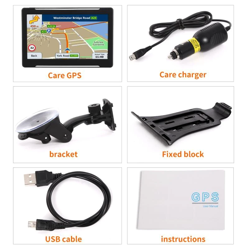 GPS навигатор для грузовика Odare Navitel 7 дюймов HD ЖК экран 256 Мб + 8 Гб FM Bluetooth AVIN Карта