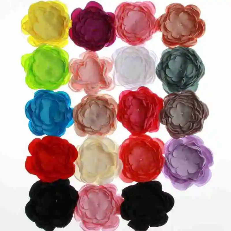 Mix Colors 10 шт. 9,5 см модные атласные цветы для волос заколки аксессуары сгорания ткани цветы для головной повязки - Цвет: Mix Colors
