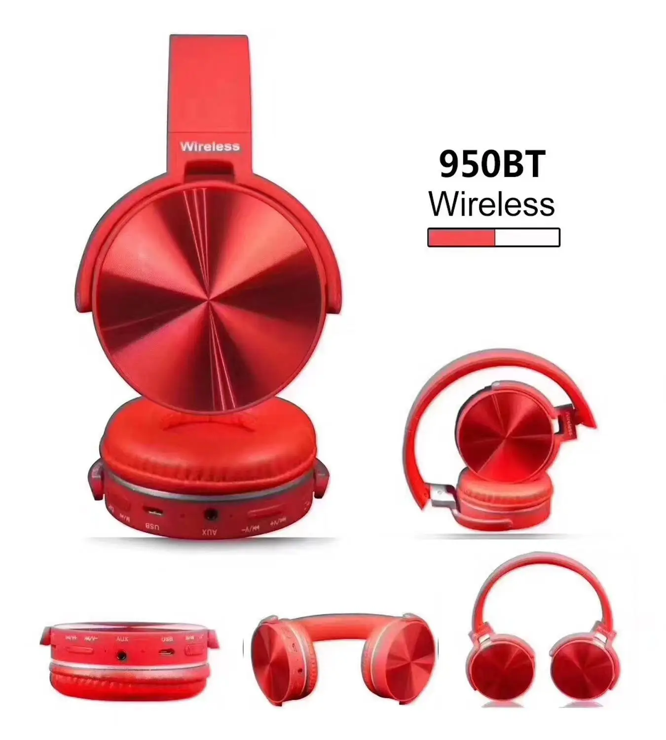 Беспроводная Bluetooth гарнитура складная модная гарнитура Проводной сабвуфер K song наушники mp3 гарнитура для голосовых звонков - Цвет: Красный