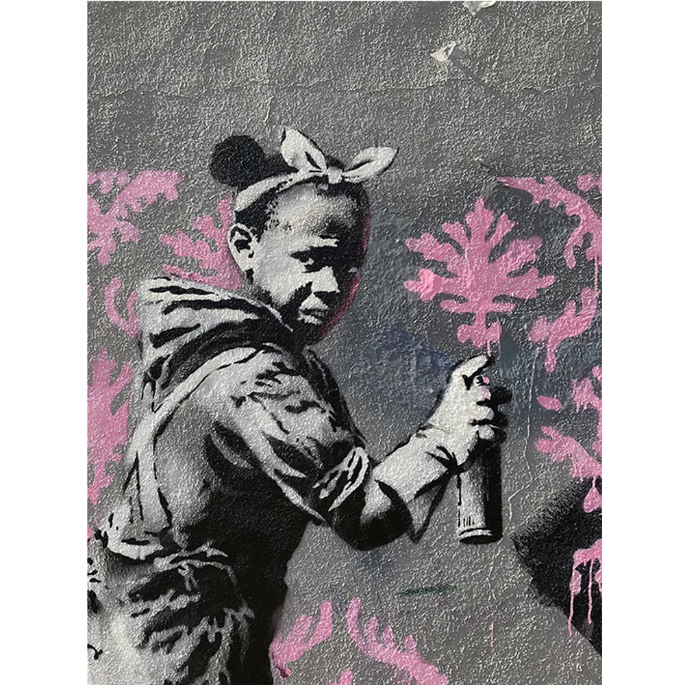 グラフィティアートバンクシーキャンバスの絵画の子供おしっこカラフル