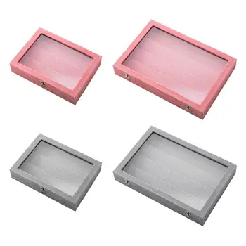 

Clear Lid Earrings Organizer Holder Velvet Jewelry Tray Display Showcase Storage