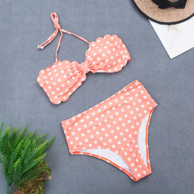 

Sexy Polka Dot Bikini Women 2020 Two Piece Swimsuit Push Up Swimwear Floral Side Bathing Suit Brazilian Beach Wear Swimming Suit