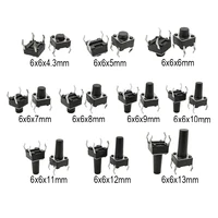 50Pcs 6x6mm Tactile Tact Mini Push Button Switch PCB Panel Momentary DIP 4 Pin Self-Reset Switch 6*6*4.3/5/6/7/8/9/10/11/12/13MM - Image 3
