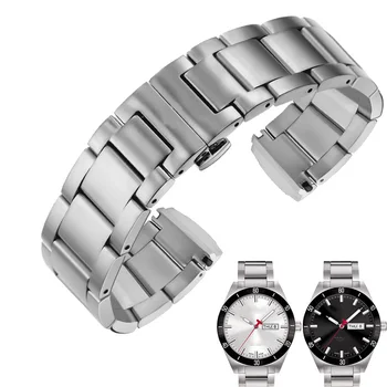 

For T044 wristband 20mm Silver Stainless Steel Solid Link Watchband Strap Folding Clasp Safety Men Correa De Rel