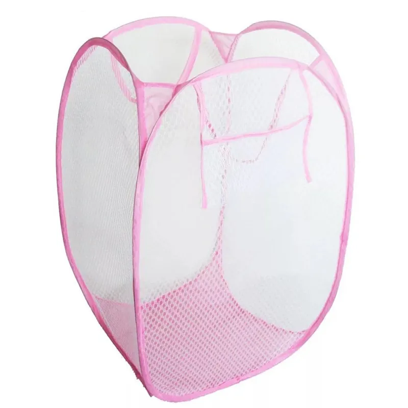 

Creative Foldable Pop Up Washing Laundry Basket Bag Hamper Nylon Mesh Kids Toys Organizer Clothes Storage Basket