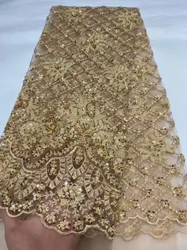 

Embroidered Net Fabric with beads With super Quality yaking-59.2801 African Tulle Lace Fabric For party Dress