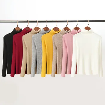 

HLBCBG Thick Turtleneck Warm Women Sweater Autumn Winter Knitted Femme Pull High Elasticity Soft Female Pullovers Sweater