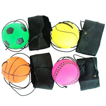 

2019 Random 5 Style Fun Toys Bouncy Fluorescent Rubber Ball Wrist Band Ball Board Game Funny Elastic Ball Training Antistress