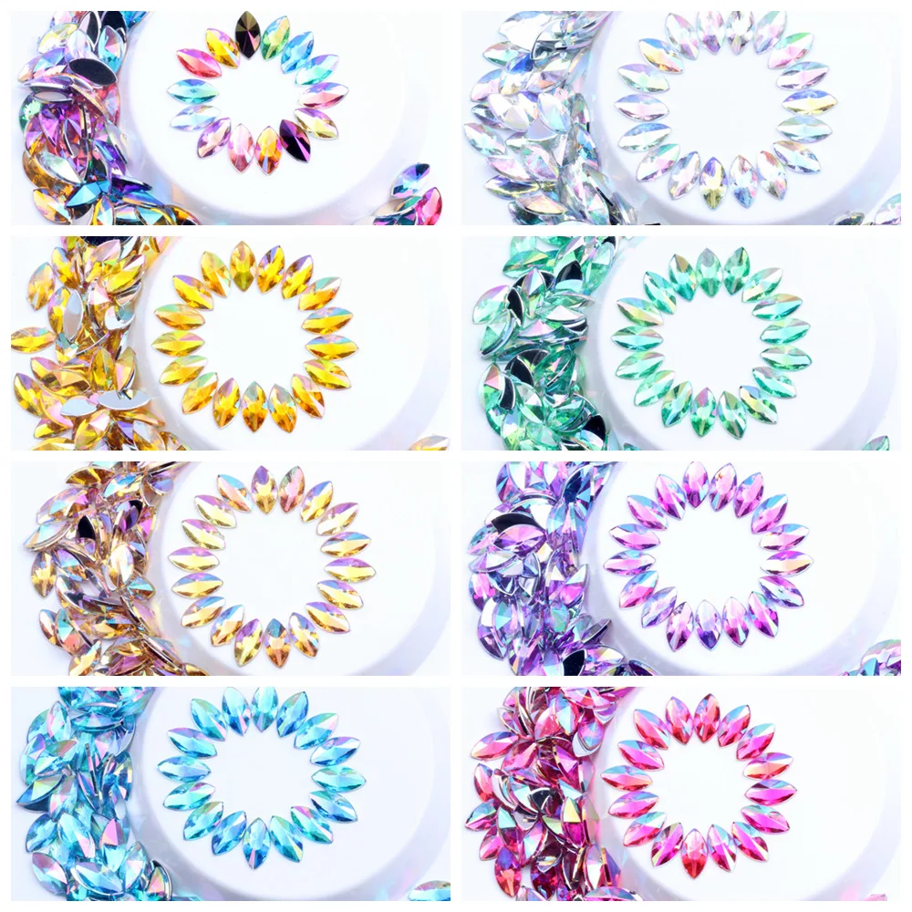 

5*10mm Horse Eye Acrylic Drill Crystal Non Hotfix Flat Back AB Rhinestones Trim Accessories for Nail Art Rhinestones Appliques G
