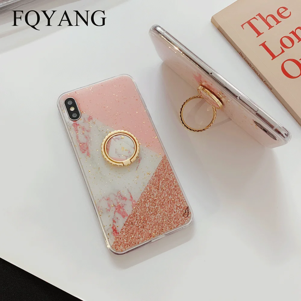 Чехол с геометрическим мрамором для IPhone X XS Max блестящий золотой чехол из фольги 8 7