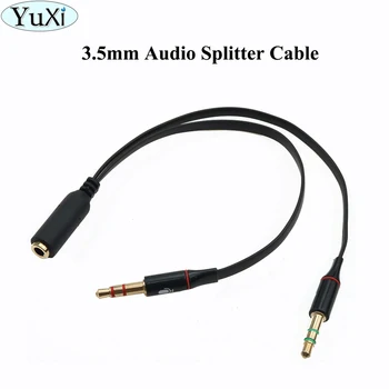 

YuXi 3.5mm Stereo Audio Male To 2 Female Headphone Microphone Y Splitter Audio Cable Cord Wire Adapter For PC Notebook Laptop