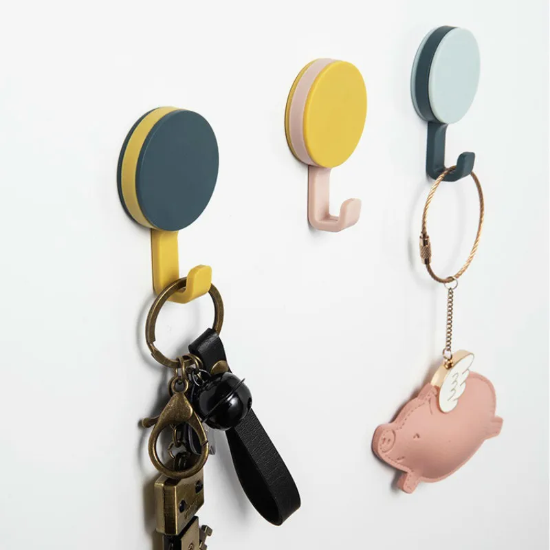 

10pcs Suction Wall Sucker Hanger Adhesive Load Rack Decorative Key Holder Scarf Handbag Bathroom Creative Rotatable Decor Hook