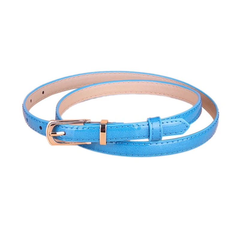 Fashion New Ladies\' Belt Fine Pu Leather Pin Buckle Square Buckle Belt Adjustable Solid Color Glossy Belt