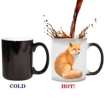 

Fox Mugs Gifts Travel Beer Cup Home Decal Porcelain Heat Transforming Heat Coffee Mugs