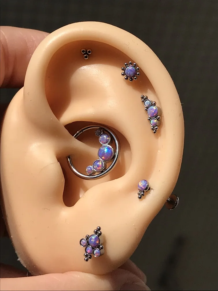 Conch Piercing Ring Purple Surgical Stainless Steel Twist Wrap