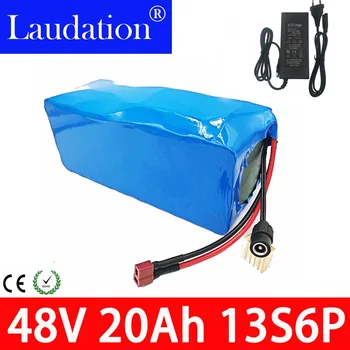 

laudation 48V 20Ah 48 volt lithium li-ion battery pack 13s6p 18650 rechargeable batteria built-in 30a BMS with battery charger