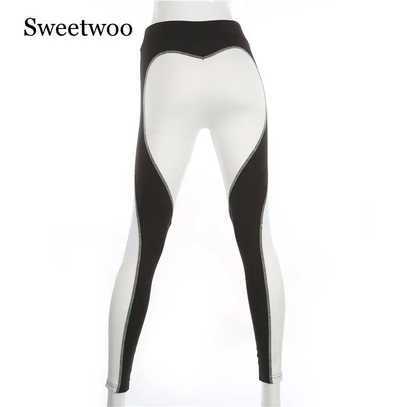 SWEETWOO Новые Сексуальные женские брюки для йоги с сердечками Легинсы большого размера Высокая талия и бедра эластичные большого размера тонкая спортивная одежда - Цвет: WHITE