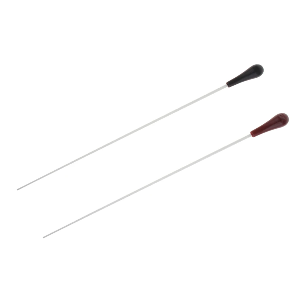 2 Pieces Conductor Wands Rod Resin Stick Handle 385mm Music Band Accessory, Black+ Red