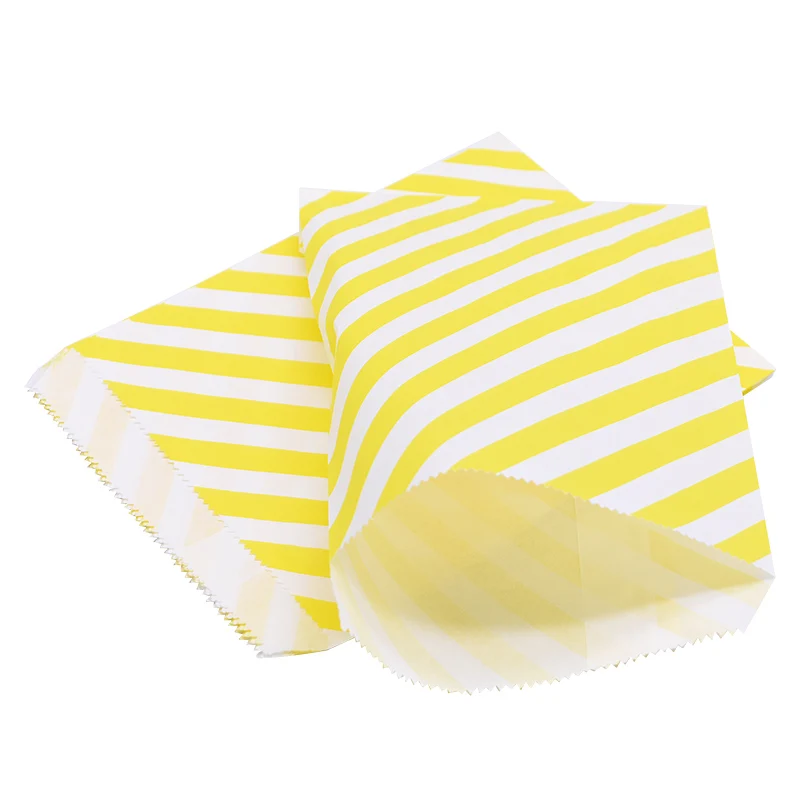 stripe Yellow 25 шт. подарочные пакеты для конфет в полоску, крафт-бумажные пакеты для свадебной вечеринки, Подарочные Упаковочные пакеты для еды, печенья, крафт-бумажные сумки, вечерние принадлежности - Цвет: stripe Yellow