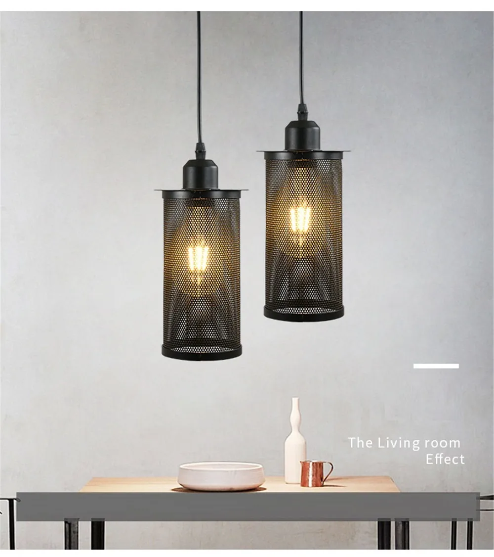 Retro Industrial LED Pendant Lamp Loft Decor Edison Vintage Single Head Hanging Light Dining Room Black Iron Home Lighting (2)