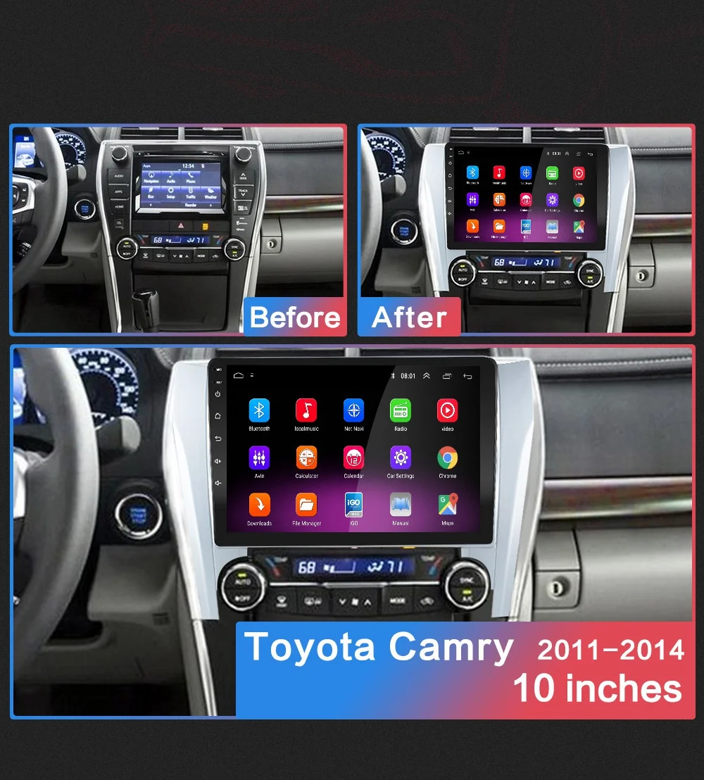 2G+ 32G 1" 2din Android 8,1 GO автомобильный dvd-плеер для Toyota Camry 8 50 55 2011- Автомобильный Радио gps навигация wifi DPS ips плеер