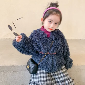 

Girls Jackets Winter New Girls Plus Velvet Thick Mid-length Coat Children Thick Warm Fur Coat Kids Clothes Tops