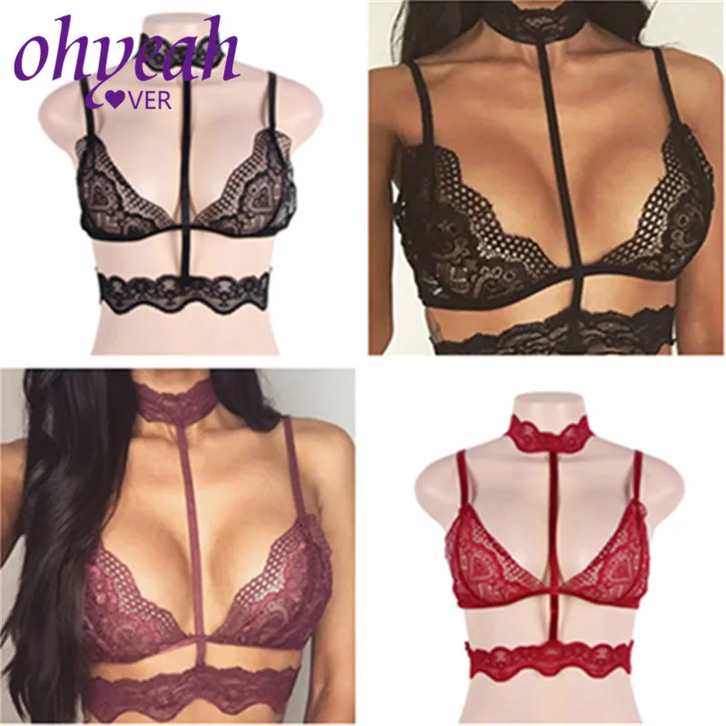 Ohyeahlover, кружевной бюстгальтер, черный, без косточек, прозрачные бюстгальтеры для женщин, XL, 2XL, размера плюс, чокер, сексуальное белье, RM8046